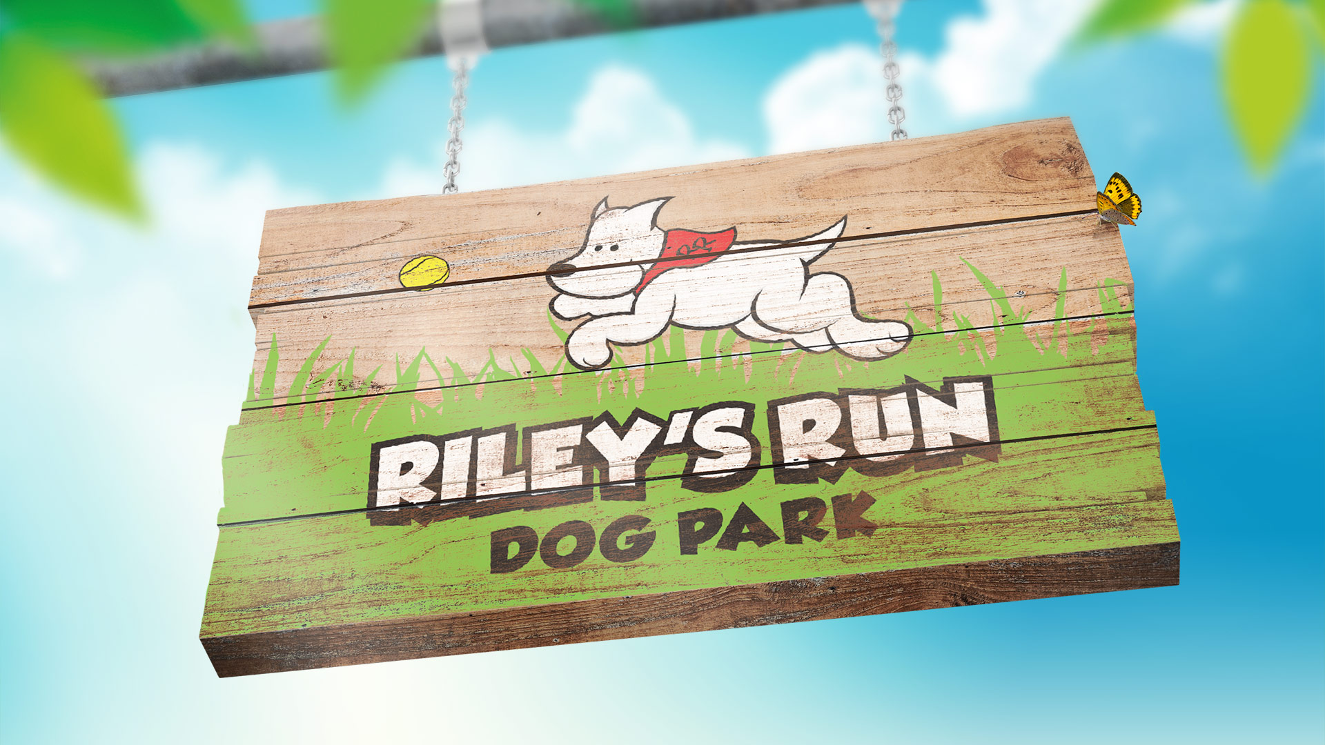 BPD Riley's Run Dog Park Wooden Sign