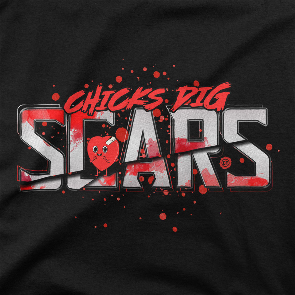 Colt Ford Chicks Dig Scars T-Shirt Design Closeup