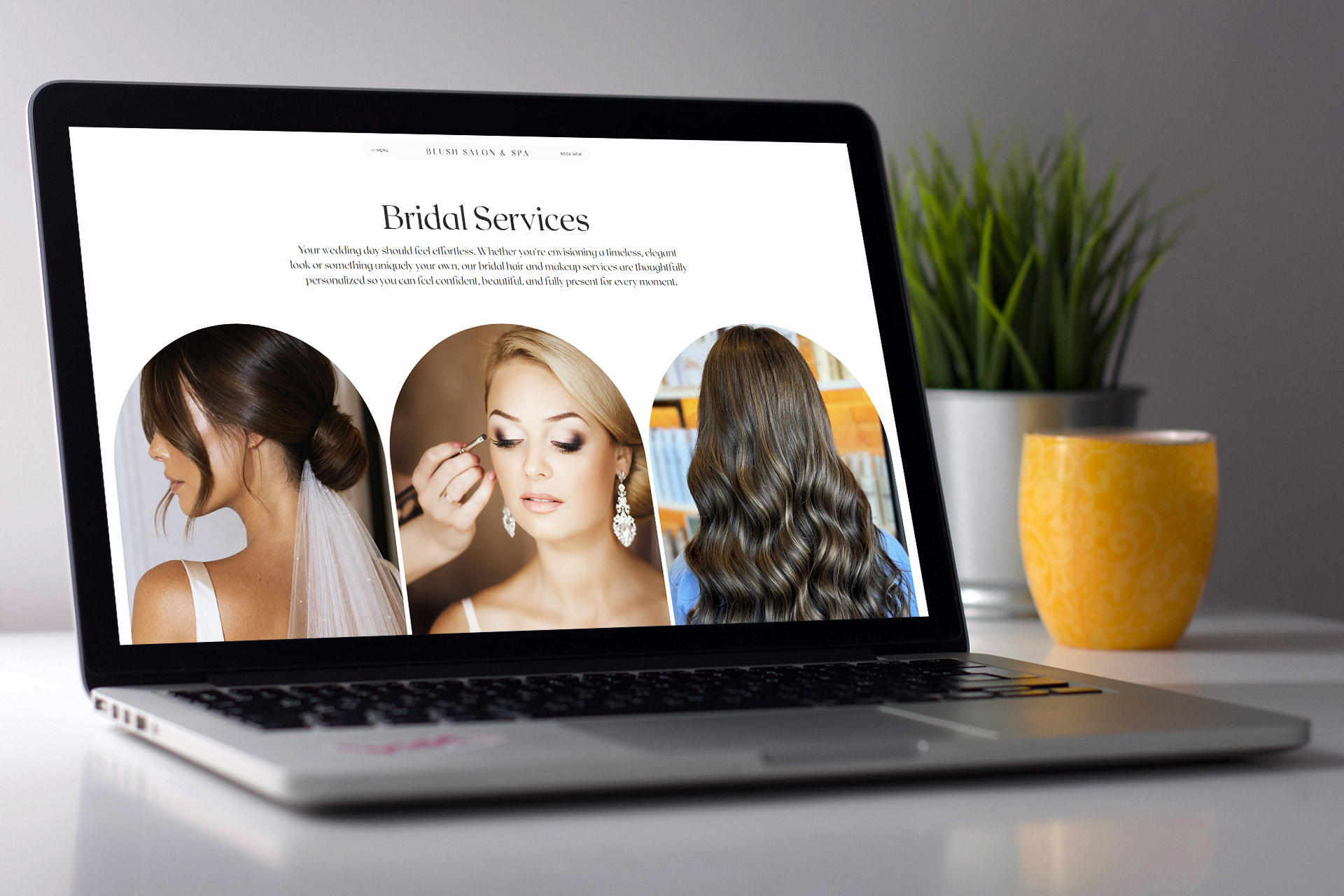 Blush Salon & Spa WordPress Website on Laptop